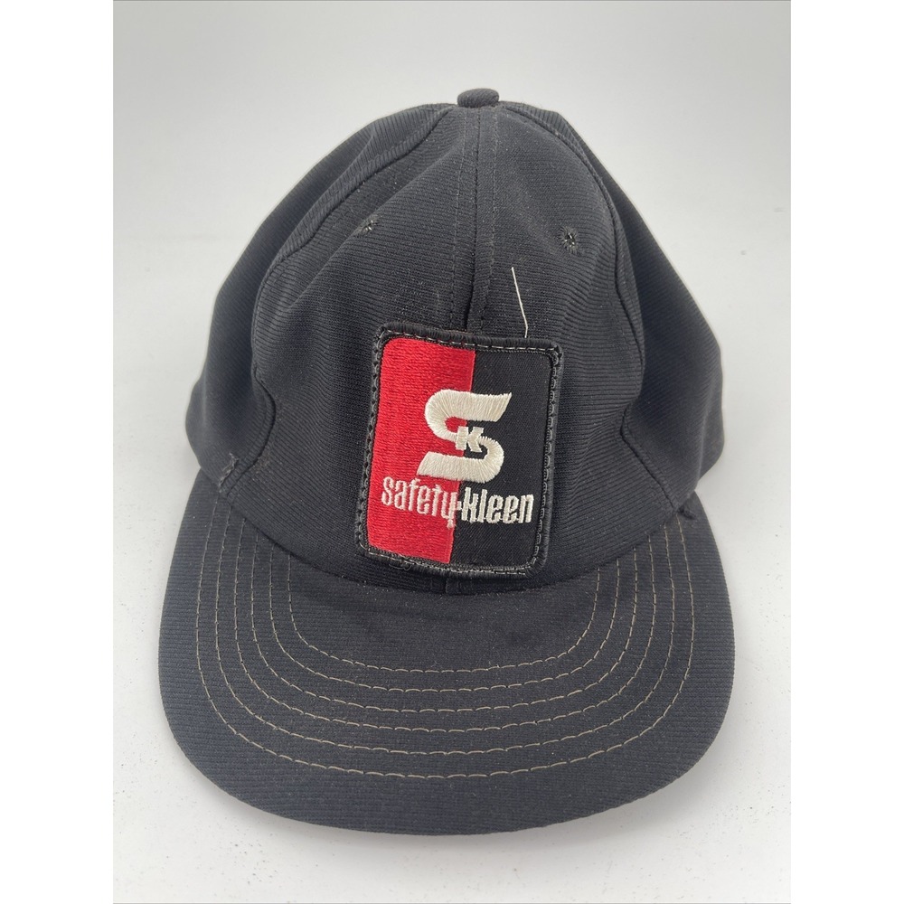 Vintage Safety Kleen Spellout Patch Trucker Cap Hat Black Snapback Made In USA